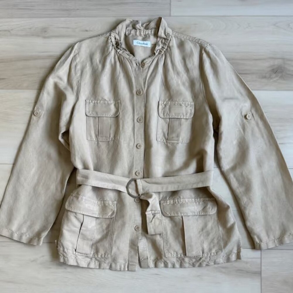 Calvin Klein Linen Trench Jacket Size Large